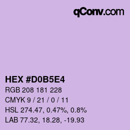 カラーコード: HEX #D0B5E4 | qconv.com