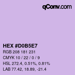 カラーコード: HEX #D0B5E7 | qconv.com
