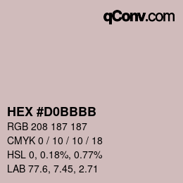カラーコード: HEX #D0BBBB | qconv.com
