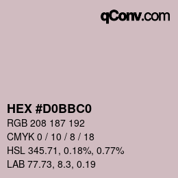 カラーコード: HEX #D0BBC0 | qconv.com
