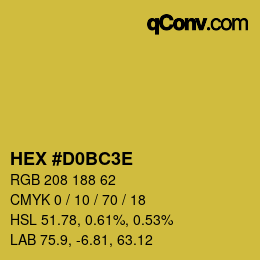 Farbcode: HEX #D0BC3E | qconv.com