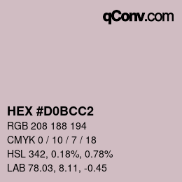 カラーコード: HEX #D0BCC2 | qconv.com