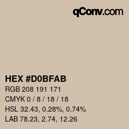 Color code: HEX #D0BFAB | qconv.com