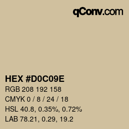 Color code: HEX #D0C09E | qconv.com