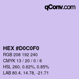 Color code: HEX #D0C0F0 | qconv.com
