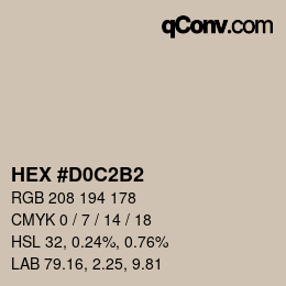 Color code: HEX #D0C2B2 | qconv.com
