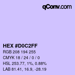 Color code: HEX #D0C2FF | qconv.com