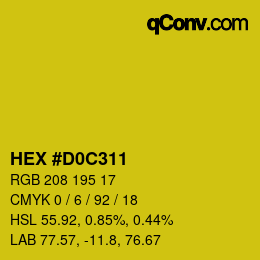 颜色代码: HEX #D0C311 | qconv.com