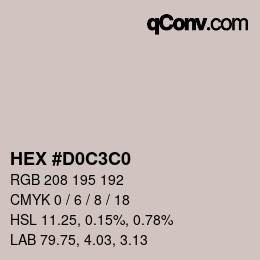 カラーコード: HEX #D0C3C0 | qconv.com