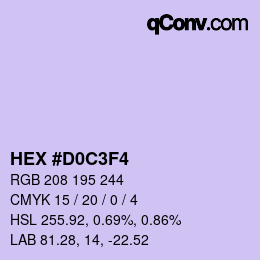 Farbcode: HEX #D0C3F4 | qconv.com