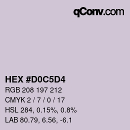 カラーコード: HEX #D0C5D4 | qconv.com