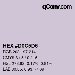 カラーコード: HEX #D0C5D6 | qconv.com