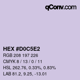 Farbcode: HEX #D0C5E2 | qconv.com