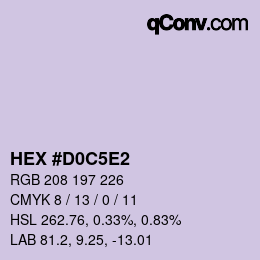 Farbcode: HEX #D0C5E2 | qconv.com