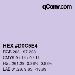 カラーコード: HEX #D0C5E4 | qconv.com