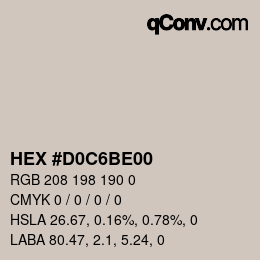 Color code: HEX #D0C6BE00 | qconv.com