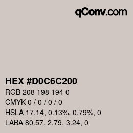 Color code: HEX #D0C6C200 | qconv.com