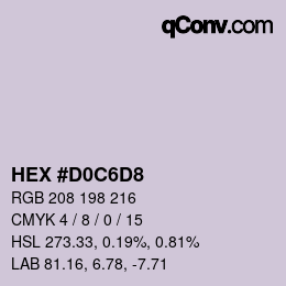 カラーコード: HEX #D0C6D8 | qconv.com
