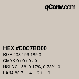 Color code: HEX #D0C7BD00 | qconv.com