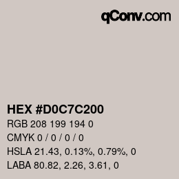 Color code: HEX #D0C7C200 | qconv.com