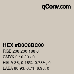 Code couleur: HEX #D0C8BC00 | qconv.com
