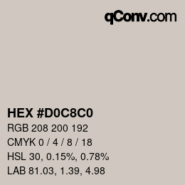 Farbcode: HEX #D0C8C0 | qconv.com