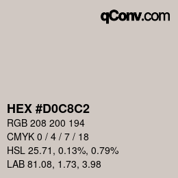 カラーコード: HEX #D0C8C2 | qconv.com