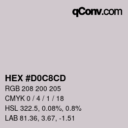 Color code: HEX #D0C8CD | qconv.com