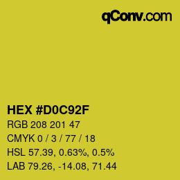 カラーコード: HEX #D0C92F | qconv.com