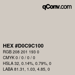 Código de color: HEX #D0C9C100 | qconv.com