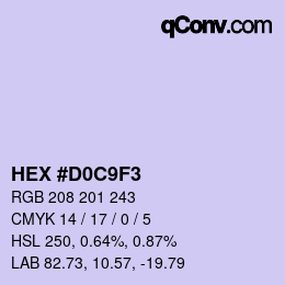 カラーコード: HEX #D0C9F3 | qconv.com