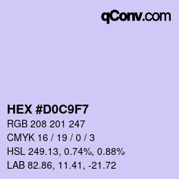 カラーコード: HEX #D0C9F7 | qconv.com