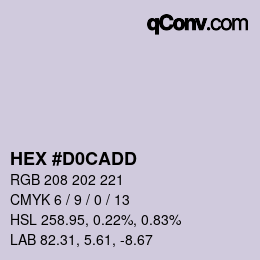 颜色代码: HEX #D0CADD | qconv.com