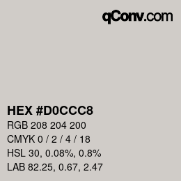 Color code: HEX #D0CCC8 | qconv.com