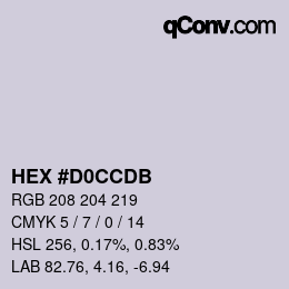 カラーコード: HEX #D0CCDB | qconv.com