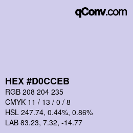 Color code: HEX #D0CCEB | qconv.com