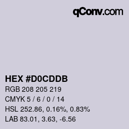 颜色代码: HEX #D0CDDB | qconv.com
