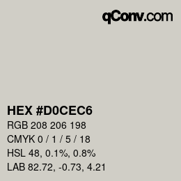 Color code: HEX #D0CEC6 | qconv.com