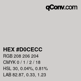 カラーコード: HEX #D0CECC | qconv.com