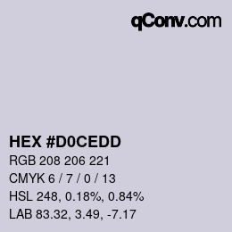 Color code: HEX #D0CEDD | qconv.com