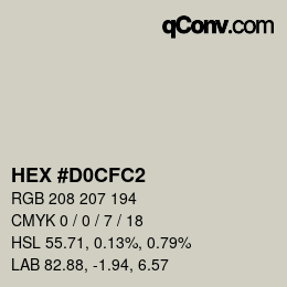 カラーコード: HEX #D0CFC2 | qconv.com