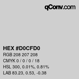 Color code: HEX #D0CFD0 | qconv.com