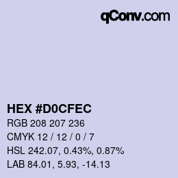 Color code: HEX #D0CFEC | qconv.com