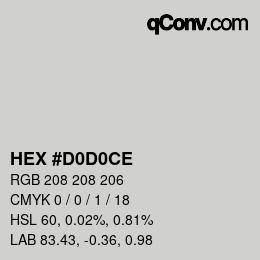 カラーコード: HEX #D0D0CE | qconv.com