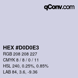 Color code: HEX #D0D0E3 | qconv.com