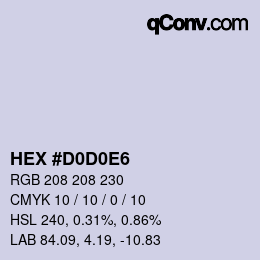 Color code: HEX #D0D0E6 | qconv.com