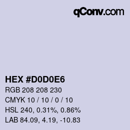 Color code: HEX #D0D0E6 | qconv.com