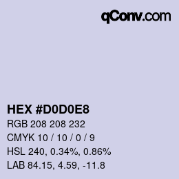 Farbcode: HEX #D0D0E8 | qconv.com