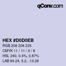 Farbcode: HEX #D0D0EB | qconv.com