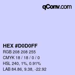 カラーコード: HEX #D0D0FF | qconv.com